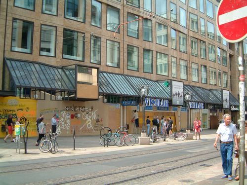 The graffiti-free boards show it was attacked during the night and the windows smashed