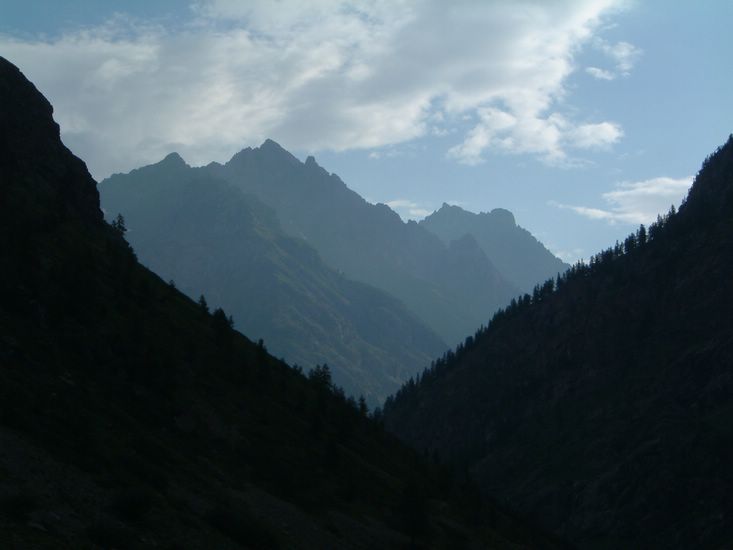 Leaving on the morning for the 2nd day. from Entre-les Algues, 1615m. Here is the view looking back from the Vallon de la Selle.