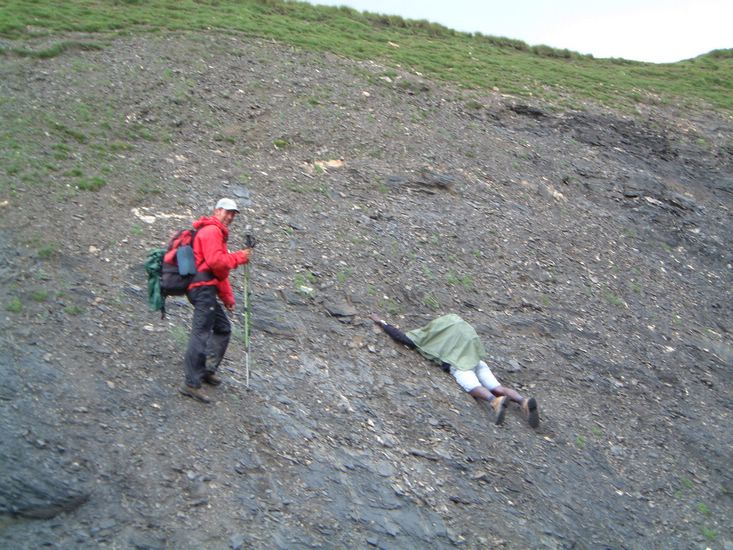 Our African guide, Mohamedd, perhaps more at ease on dunes, in a little difficulty.