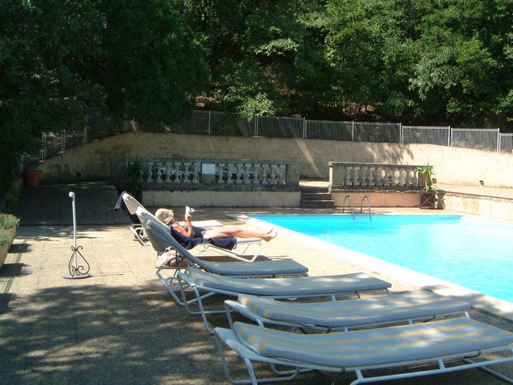 Relaxing by the pool.