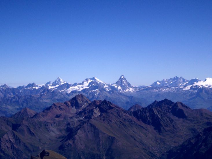 View of the Matterhorn and the Dent Blanche