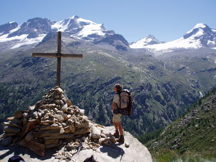 Chrstine on the way back to Rifugio Savoia praying for ..